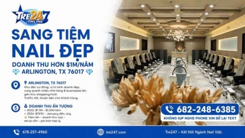 Bán/Sang Tiệm Nail Ở Arlington, Texas – 16 bàn, 20 ghế