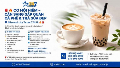 Cần Sang Gấp Quán Cà Phê & Trà Sữa Đẹp - Giá Sang Tốt Tại Missouri