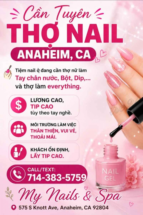 Cần Thợ Nail Tại Anaheim, California – Tay chân nước, Dip, Everything
