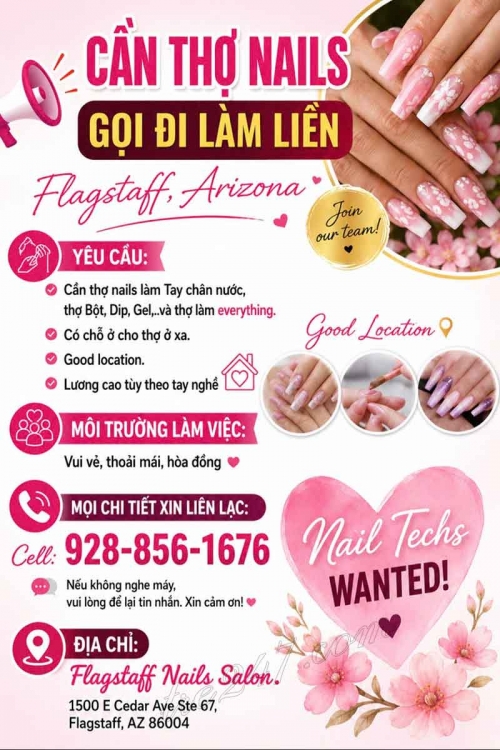 Cần Thợ Nails Ở Flagstaff, Arizona