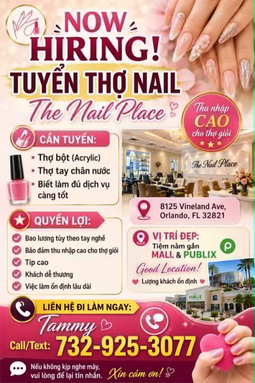 Cần Thợ Nails Ở Orlando, Florida