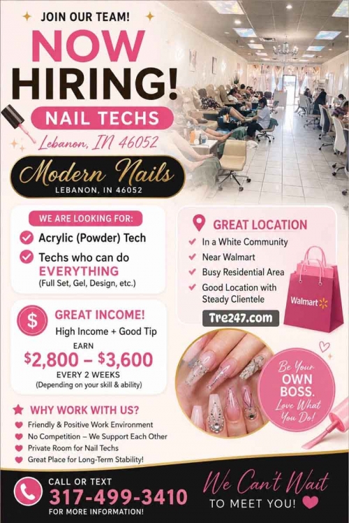 Cần Tuyển Thợ Nail Khu Lebanon, Indiana – Thợ bột, Everything