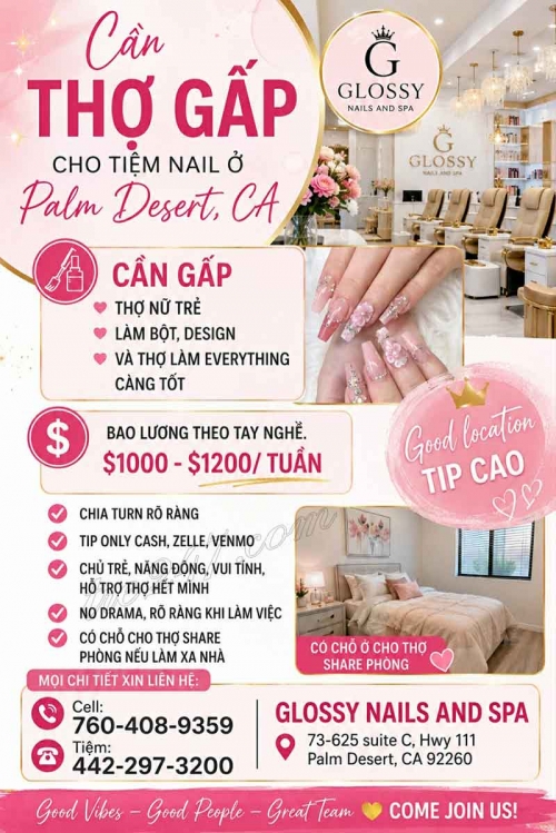 Cần Tuyển Thợ Nail Khu Palm Desert, California – Everything
