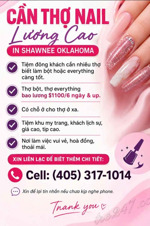 Cần Tuyển Thợ Nail Khu Shawnee, Oklahoma – Thợ bột, Everything