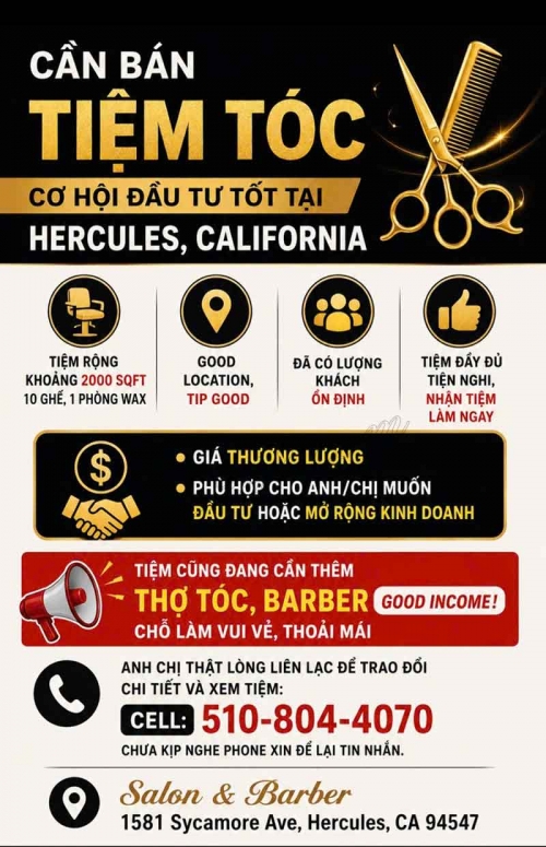 Cơ Hội Sang Tiệm Nail Ở Hercules, California