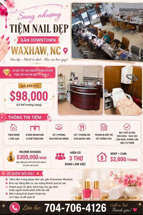 Cơ Hội Sang Tiệm Nail Ở North Carolina