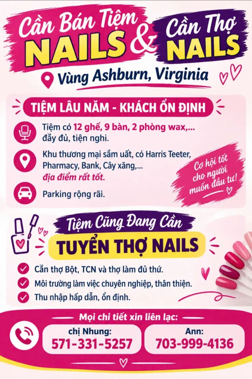 Sang Tiệm Nail Khu Ashburn, Virginia