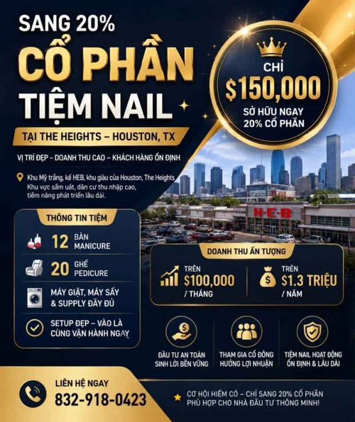 Sang Tiệm Nail Khu Houston, Texas