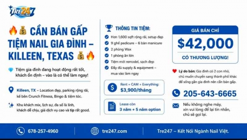 Sang Tiệm Nail Tại Killeen, Texas – 6 bàn