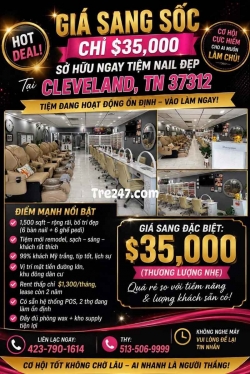 Bán/Sang Tiệm Nail Ở Cleveland, Tennessee – 6 bàn, 6 ghế