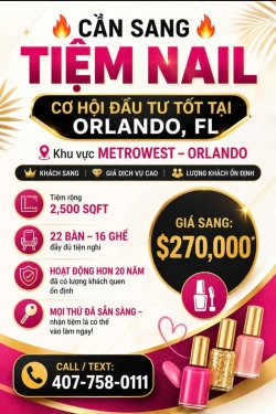 Bán/Sang Tiệm Nail Ở Orlando, Florida – 2,500 SQFT