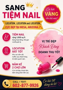 Cần Sang Tiệm Nail Ở Mesa, Arizona – 1,000 sq ft