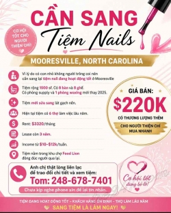 Cần Sang Tiệm Nail Ở Mooresville, North Carolina – 8 bàn, 8 ghế