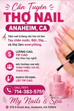 Cần Thợ Nail Tại Anaheim, California – Tay chân nước, Dip, Everything