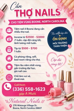 Cần Thợ Nails Ở Boone, North Carolina – Income $2500 - $3000