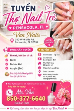 Cần Thợ Nails Ở Pensacola, Florida