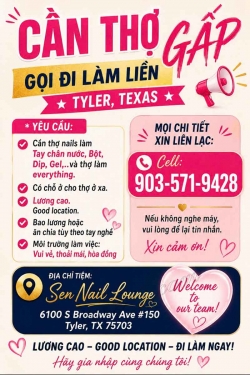 Cần Thợ Nails Ở Tyler, Texas