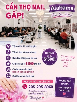 Cần Tuyển Thợ Nail Khu Alabama – Thợ Nail