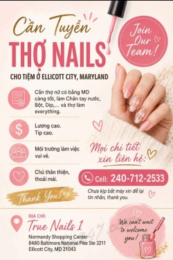 Cần Tuyển Thợ Nail Khu Ellicott City, Maryland – Dip, Everything