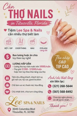 Cần Tuyển Thợ Nail Khu Florida – Tay chân nước, Dip, Everything