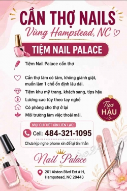 Cần Tuyển Thợ Nail Khu Hampstead, North Carolina – Tay chân nước, Dip, Gel