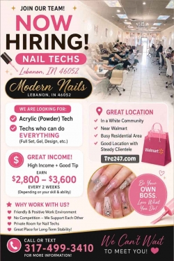 Cần Tuyển Thợ Nail Khu Lebanon, Indiana – Thợ bột, Everything