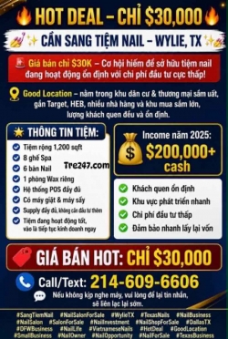 Cơ Hội Sang Tiệm Nail Ở Wylie, Texas