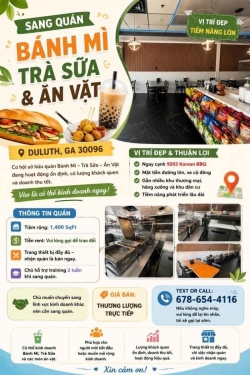 Sang quán bánh mì trà sữa & ăn vặt Duluth, GA 30096