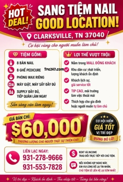 Sang Tiệm Nail Tại Clarksville, Tennessee – 8 bàn