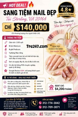 Sang Tiệm Nails Sterling, Virginia – Giá Sang $140,000