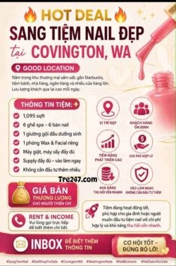 Tiệm Nail Cần Sang Tại Covington, Washington – 6 bàn