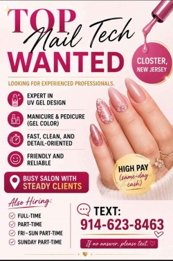 Tiệm Nail Cần Thợ Tại New Jersey – Tay chân nước, Gel
