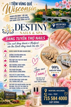 Tiệm Nail Cần Thợ Tại Wisconsin – Tay chân nước, Dip, Gel