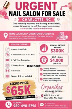 Tiệm Nail Sang Lại Tại Charlotte, North Carolina