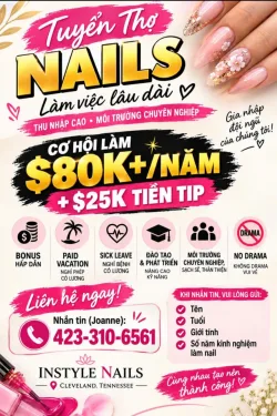 Tuyển Thợ Nail Cleveland, Tennessee – ổn định