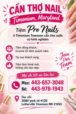 Tuyển Thợ Nail Lutherville Timonium, Maryland – Ổn Định