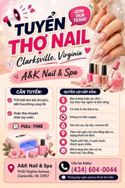 Tuyển Thợ Nail Ở Clarksville, Virginia – Thợ bột, Everything