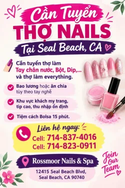 Tuyển Thợ Nail Ở Seal Beach, California – Tay chân nước, Dip, Everything