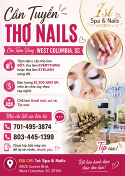 Tuyển Thợ Nail West Columbia, South Carolina – Bao Lương