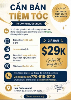 Vì có việc gia đình nên cần sang lại tiệm tóc đang hoạt động ổn định trong khu chợ...