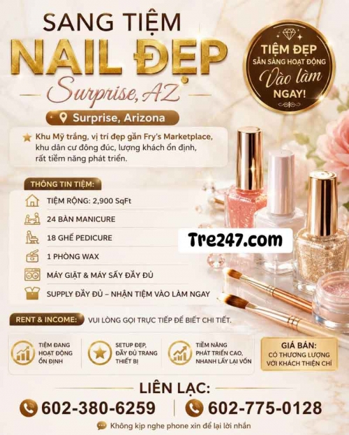 Tiệm Nail Cần Sang Tại Surprise, Arizona – 24 bàn