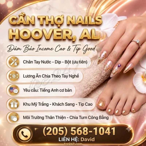 Tiệm Nail Cần Thợ Tại Hoover, Alabama – Dip
