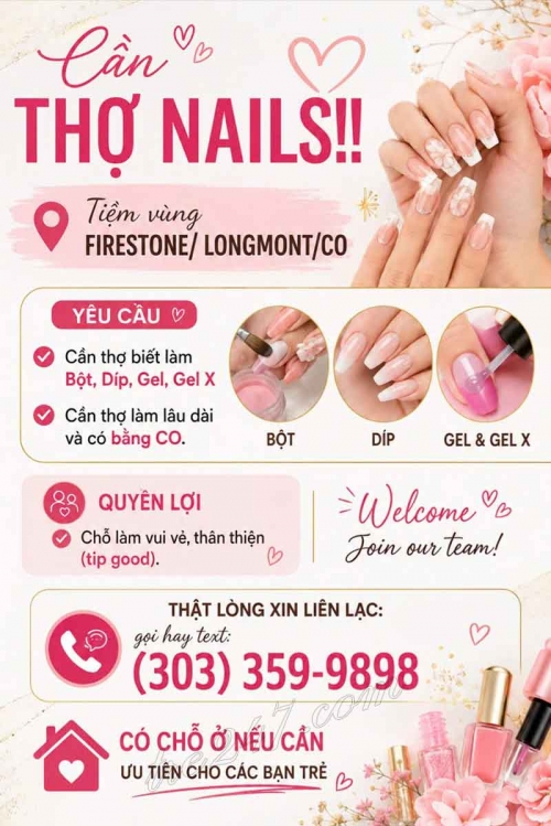 Tiệm Nail Cần Thợ Tại Mỹ – Gel