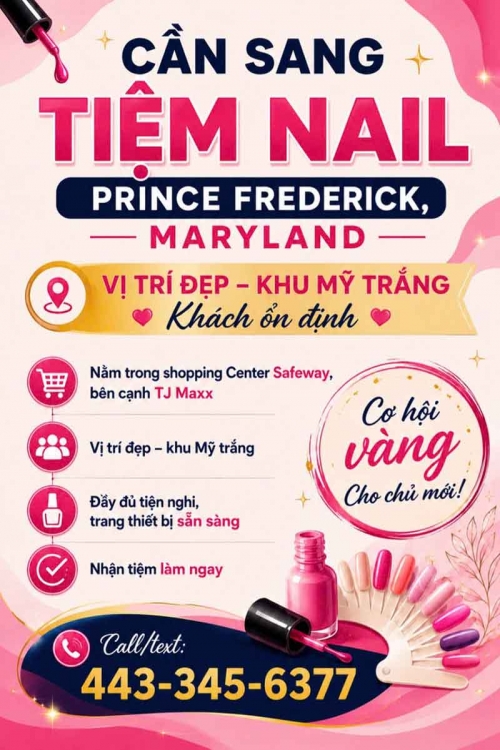 Tiệm Nail Sang Lại Tại Prince Frederick, Maryland