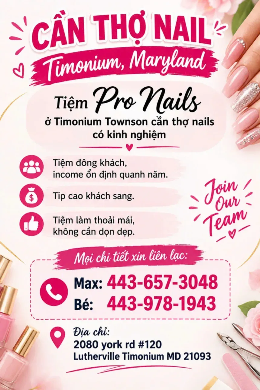 Tuyển Thợ Nail Lutherville Timonium, Maryland – Ổn Định