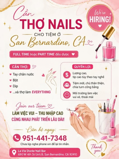 Việc Làm Nail Tại San Bernardino, California – Cần Tay chân nước, Dip, Everything